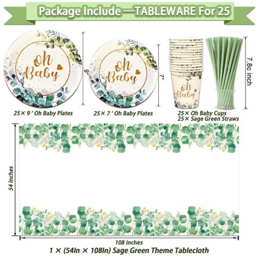 217 PCS Baby Shower Decorations Sage Green Neutral Party Supplies Banner Balloon